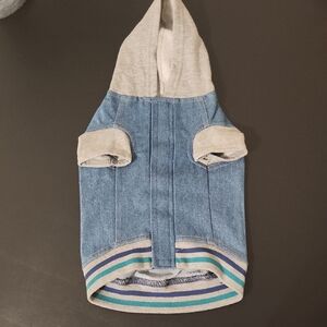 Top Paw Blue Denim Jacket with Gray Hood